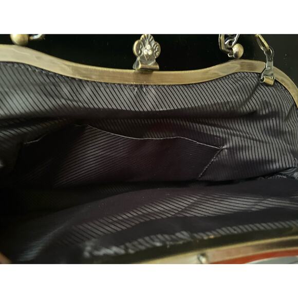 Vintage Floral Handbag w/Chain Strap & Mother-of-Pearl Trim - Picture 9 of 16